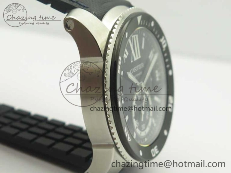 Calibre De Cartier Diver Black JF 1:1 Best Edition on Black Nylon Strap A23J