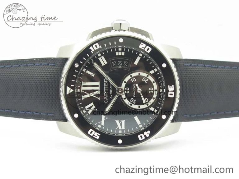 Calibre De Cartier Diver Black JF 1:1 Best Edition on Black Nylon Strap A23J