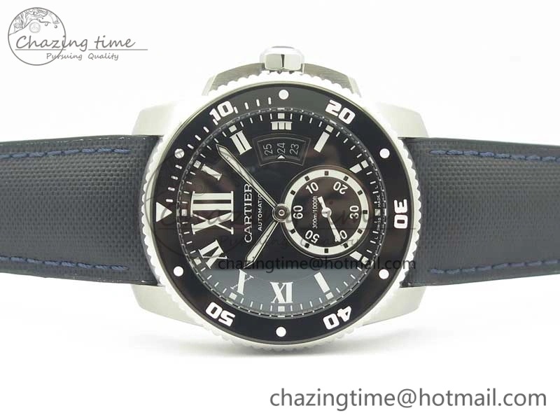 Calibre De Cartier Diver Black JF 1:1 Best Edition on Black Nylon Strap A23J