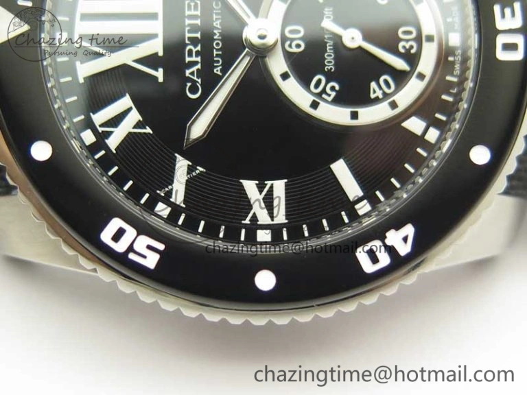 Calibre De Cartier Diver Black JF 1:1 Best Edition on Black Nylon Strap A23J