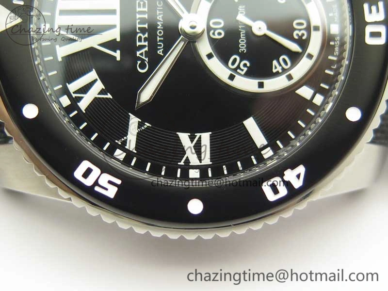 Calibre De Cartier Diver Black JF 1:1 Best Edition on Black Nylon Strap A23J