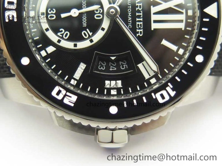 Calibre De Cartier Diver Black JF 1:1 Best Edition on Black Nylon Strap A23J