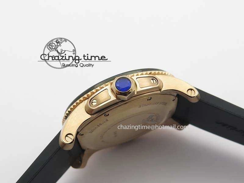 Calibre De Cartier Diver Black RG TF 1:1 Best Edition On Black Rubber Strap A23J