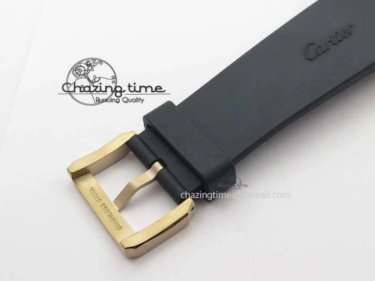 Calibre De Cartier Diver Black RG TF 1:1 Best Edition On Black Rubber Strap A23J