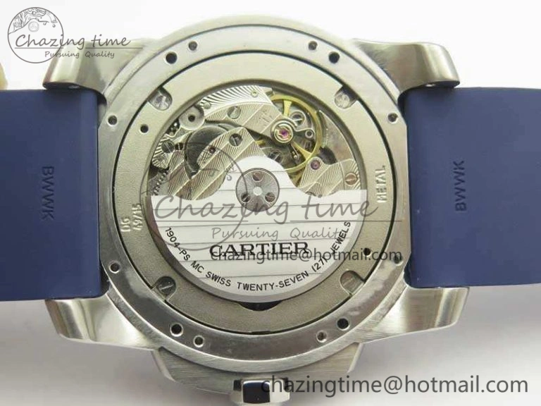 Calibre De Cartier Diver Blue JF 1:1 Best Edition On Blue Rubber Strap A23J