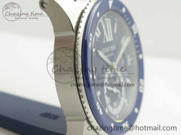 Calibre De Cartier Diver Blue JF 1:1 Best Edition On Blue Rubber Strap A23J