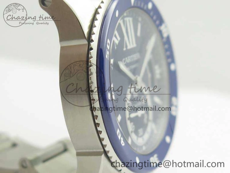 Calibre De Cartier Diver Blue JF 1:1 Best Edition On SS Bracelet A23J