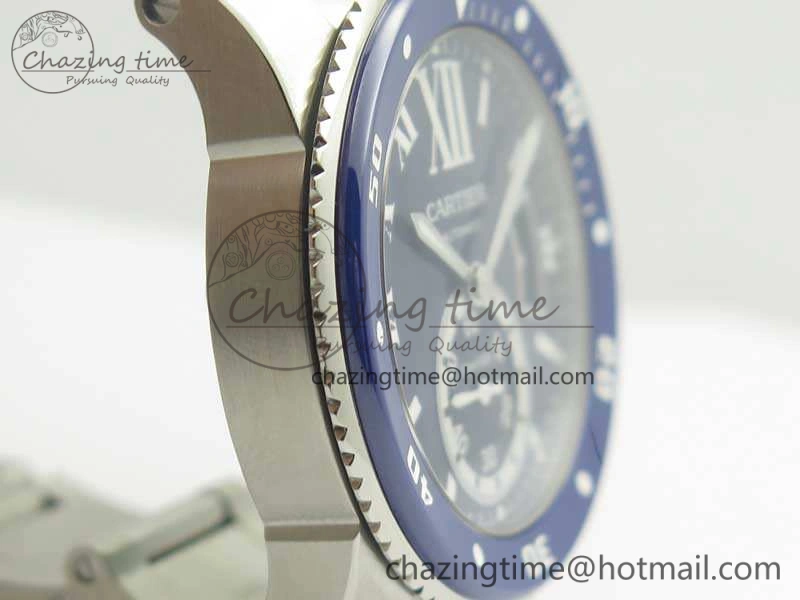 Calibre De Cartier Diver Blue JF 1:1 Best Edition On SS Bracelet A23J