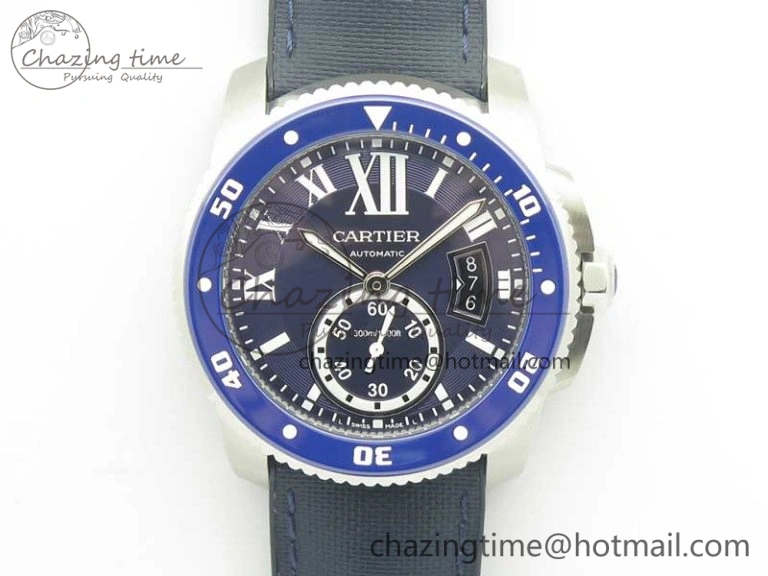 Calibre De Cartier Diver Blue JF 1:1 Best Edition on Blue Nylon Strap A23J