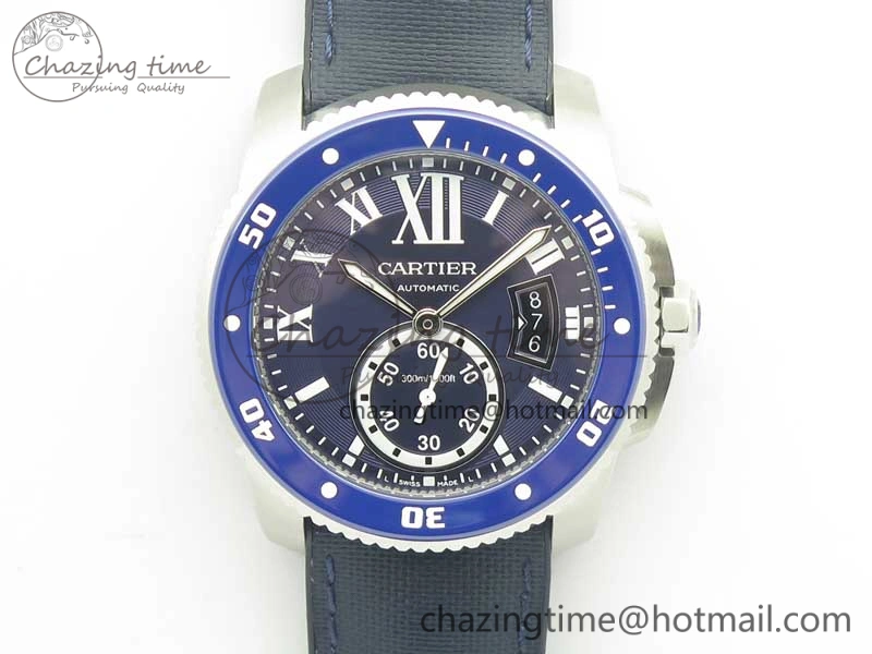 Calibre De Cartier Diver Blue JF 1:1 Best Edition on Blue Nylon Strap A23J