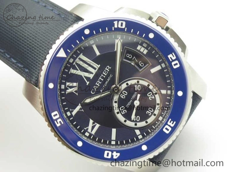 Calibre De Cartier Diver Blue JF 1:1 Best Edition on Blue Nylon Strap A23J
