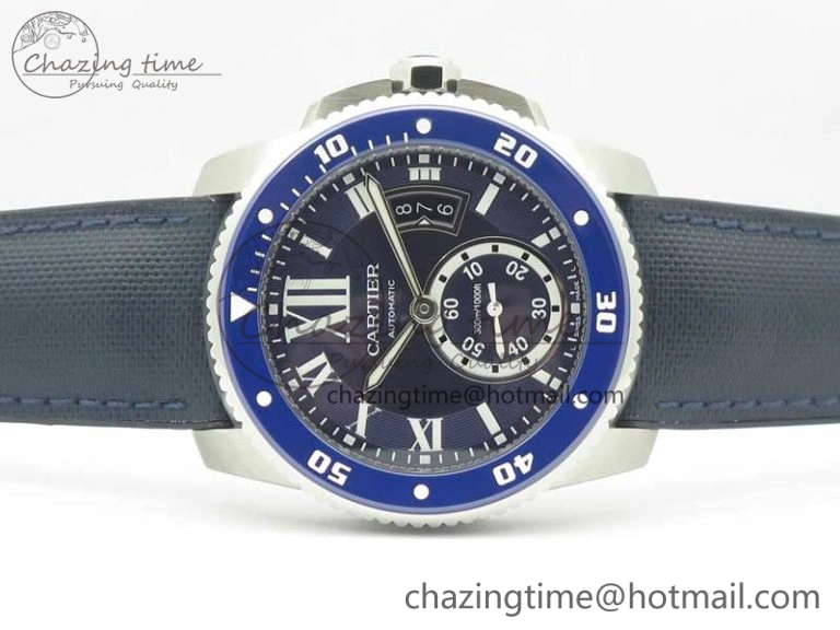 Calibre De Cartier Diver Blue JF 1:1 Best Edition on Blue Nylon Strap A23J