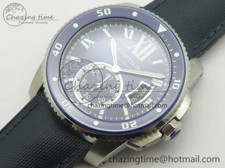 Calibre De Cartier Diver Blue JF 1:1 Best Edition on Blue Nylon Strap A23J