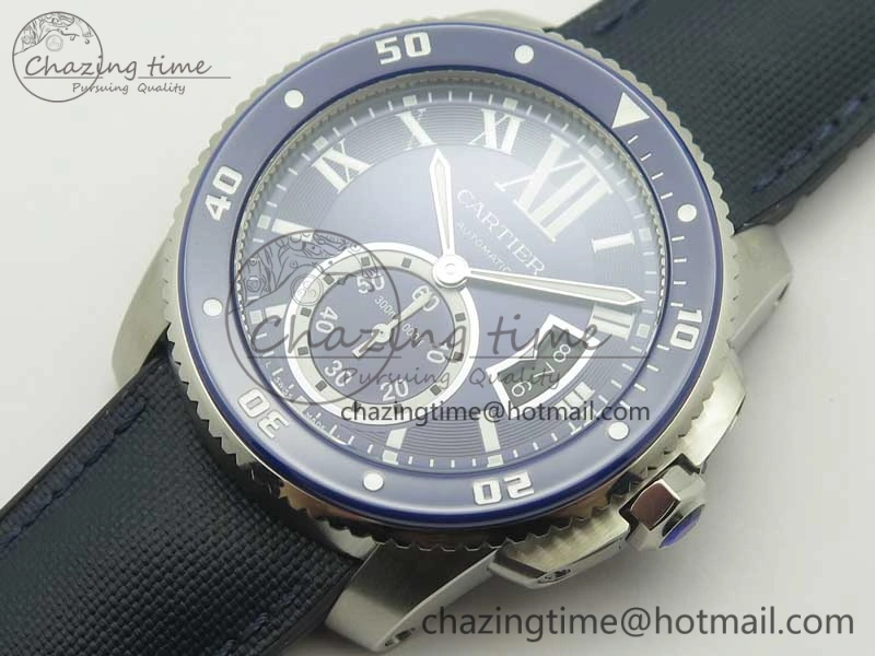Calibre De Cartier Diver Blue JF 1:1 Best Edition on Blue Nylon Strap A23J