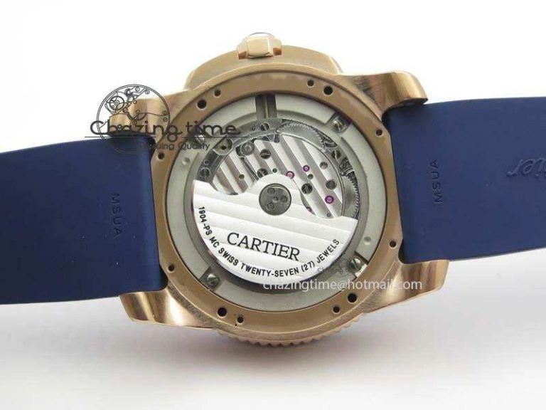 Calibre De Cartier Diver Blue RG TF 1:1 Best Edition On Blue Rubber Strap A23J