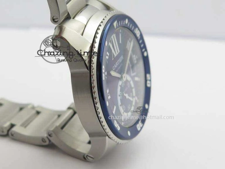 Calibre De Cartier Diver Blue TF 1:1 Best Edition On SS Bracelet A23J