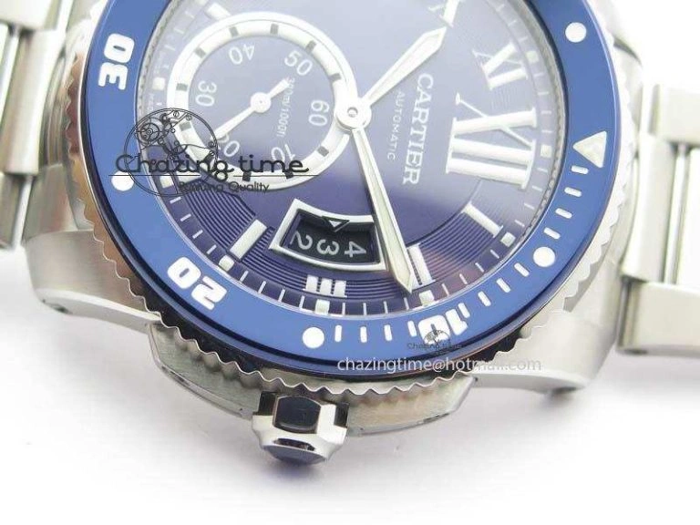 Calibre De Cartier Diver Blue TF 1:1 Best Edition On SS Bracelet A23J