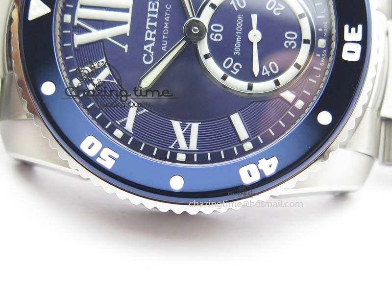 Calibre De Cartier Diver Blue TF 1:1 Best Edition On SS Bracelet A23J