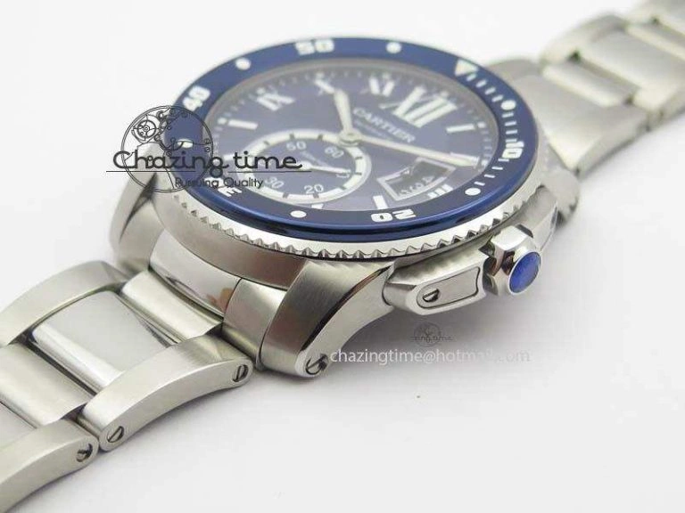 Calibre De Cartier Diver Blue TF 1:1 Best Edition On SS Bracelet A23J