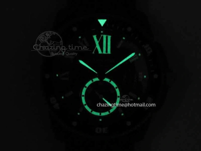 Calibre De Cartier Diver JJF 1:1 Best Edition DLC RG Black Dial On Black Rubber Strap A23J