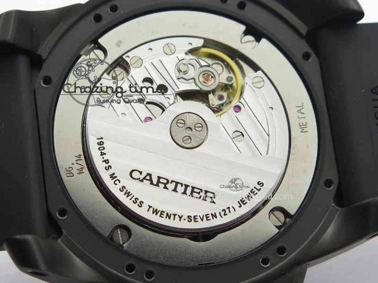 Calibre De Cartier Diver JJF 1:1 Best Edition DLC RG Black Dial On Black Rubber Strap A23J