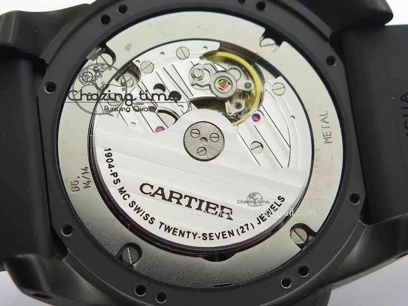 Calibre De Cartier Diver JJF 1:1 Best Edition DLC RG Black Dial On Black Rubber Strap A23J
