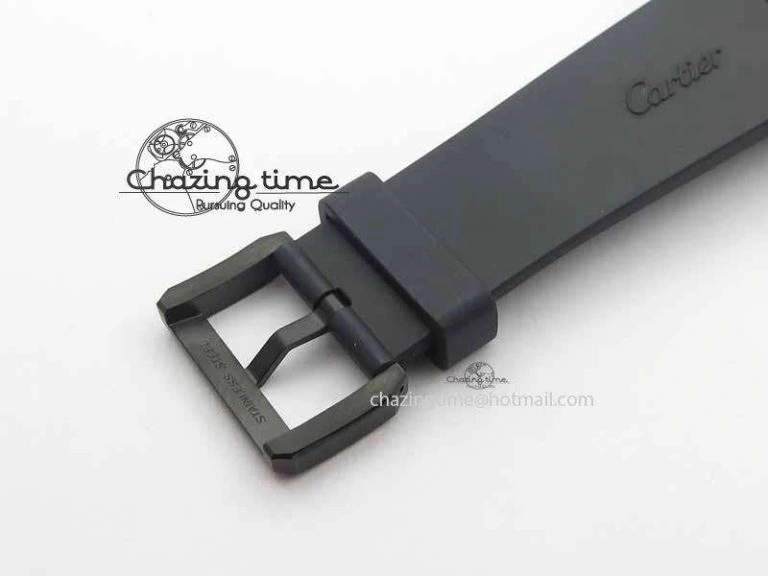 Calibre De Cartier Diver JJF 1:1 Best Edition DLC RG Black Dial On Black Rubber Strap A23J