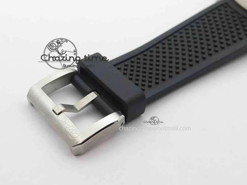 Calibre De Cartier Diver JJF 1:1 Best Edition SS RG Black Dial On Black Rubber Strap A23J