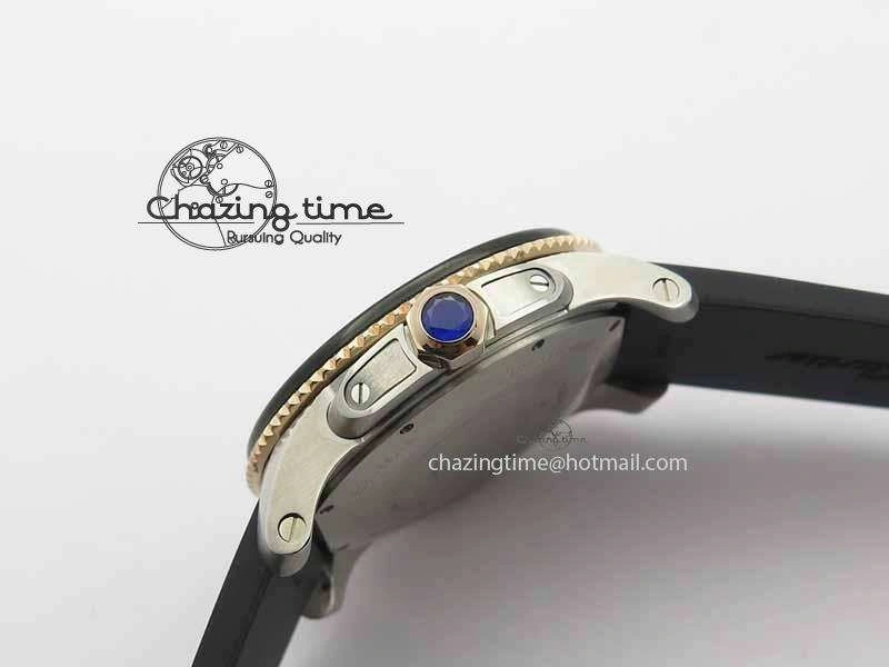 Calibre De Cartier Diver JJF 1:1 Best Edition SS RG Black Dial On Black Rubber Strap A23J