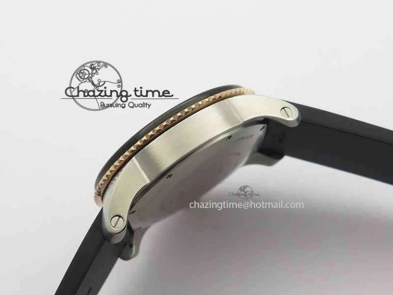 Calibre De Cartier Diver JJF 1:1 Best Edition SS RG Black Dial On Black Rubber Strap A23J