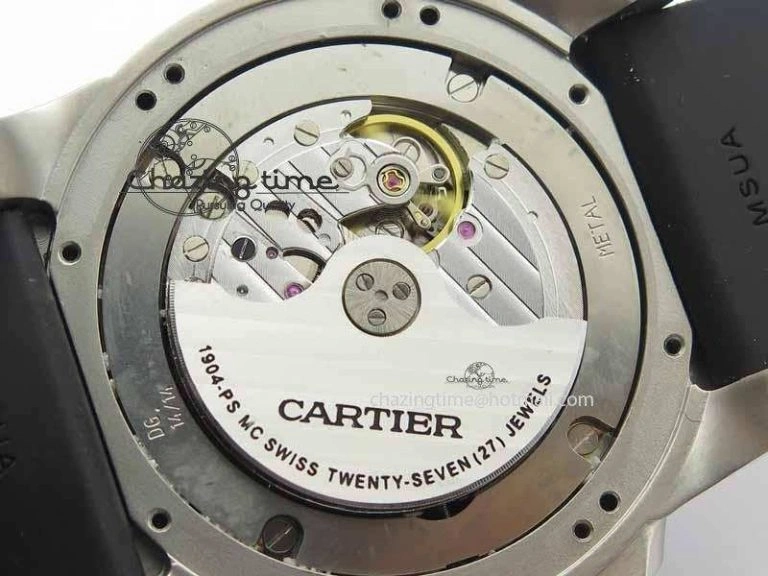 Calibre De Cartier Diver JJF 1:1 Best Edition SS RG Black Dial On Black Rubber Strap A23J