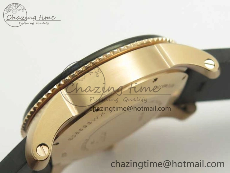 Calibre De Cartier Diver RG Black RG Bezel JF 1:1 Best Edition On Black Rubber Strap A23J