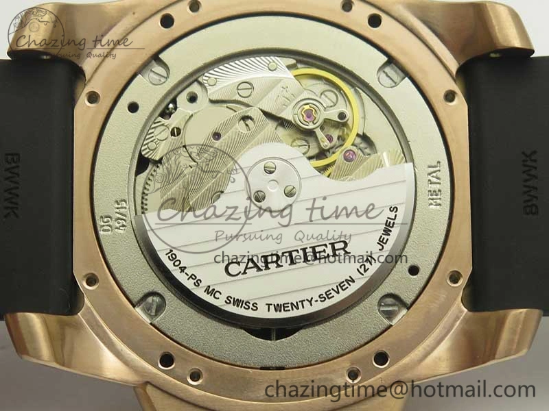 Calibre De Cartier Diver RG Black RG Bezel JF 1:1 Best Edition On Black Rubber Strap A23J