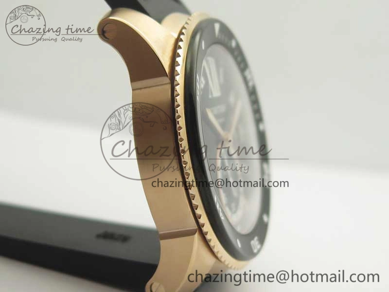 Calibre De Cartier Diver RG Black RG Bezel JF 1:1 Best Edition On Black Rubber Strap A23J