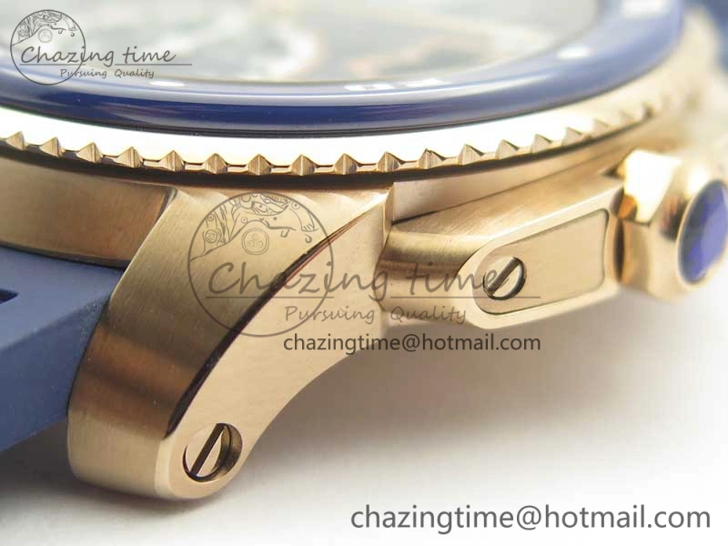 Calibre De Cartier Diver RG Blue RG Bezel JF 1:1 Best Edition On Blue Rubber Strap A23J