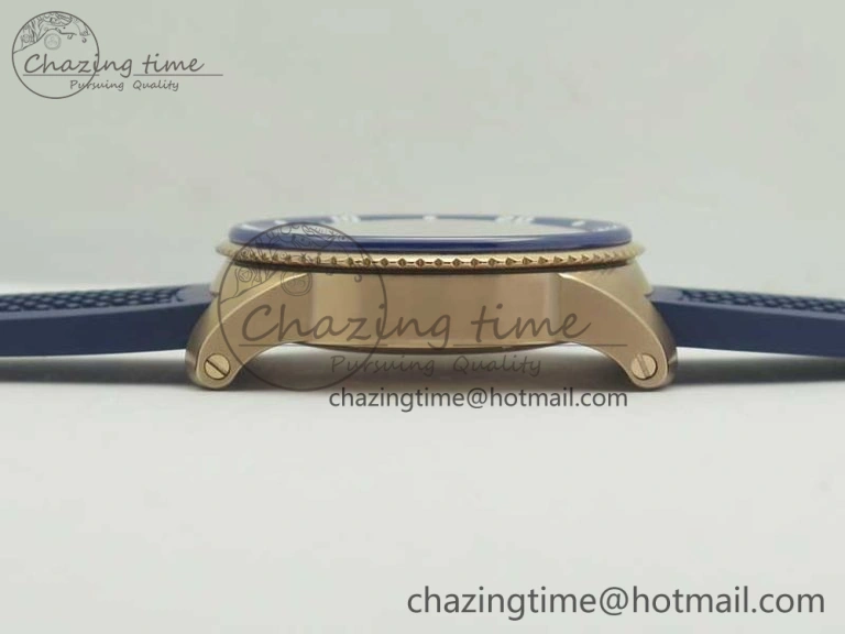 Calibre De Cartier Diver RG Blue RG Bezel JF 1:1 Best Edition On Blue Rubber Strap A23J