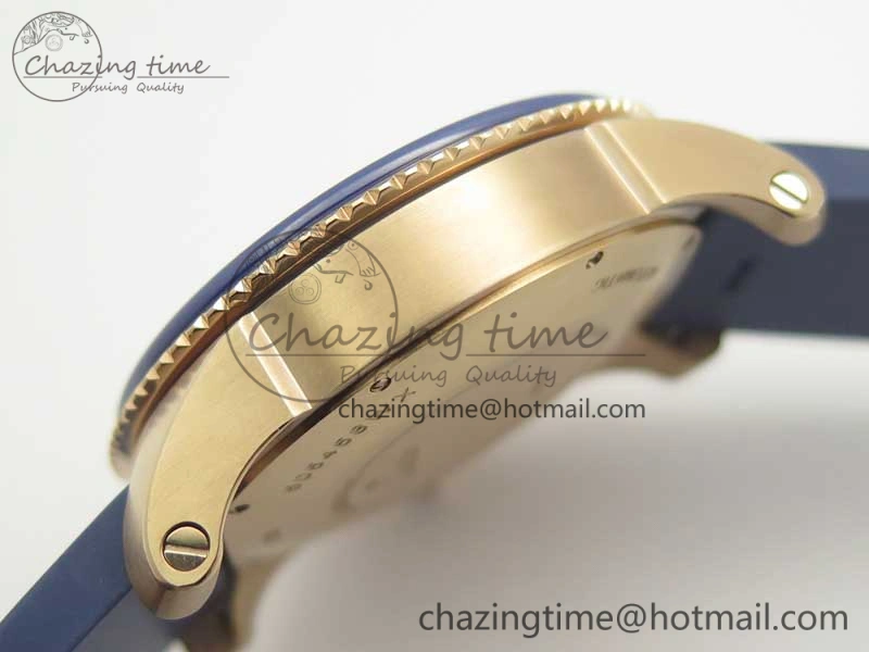Calibre De Cartier Diver RG Blue RG Bezel JF 1:1 Best Edition On Blue Rubber Strap A23J
