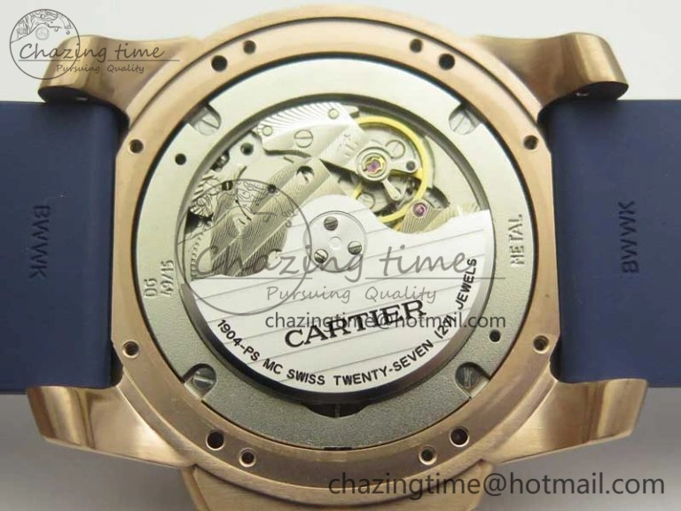 Calibre De Cartier Diver RG Blue RG Bezel JF 1:1 Best Edition On Blue Rubber Strap A23J