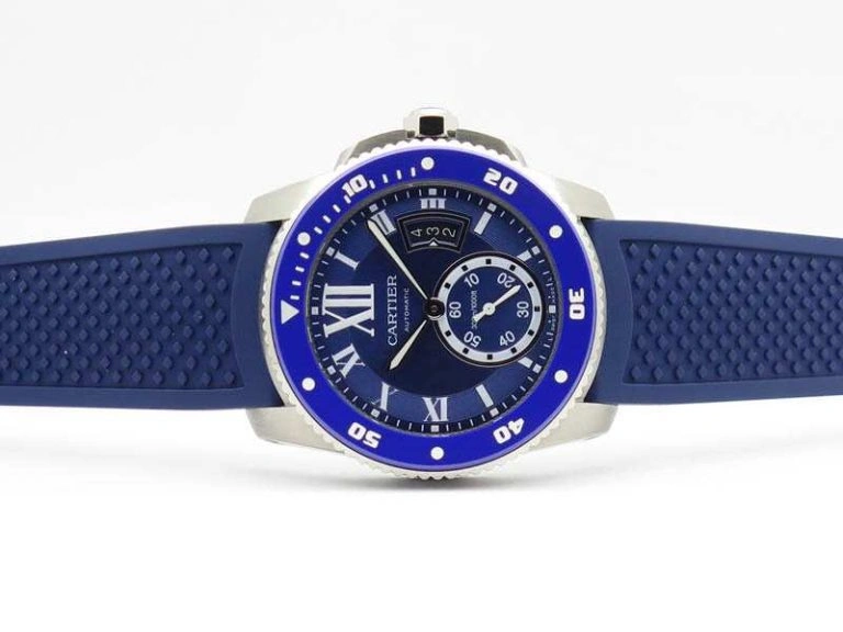 Calibre De Cartier Diver SS Blue JJF 1:1 Best Edition On Blue Rubber Strap A23J