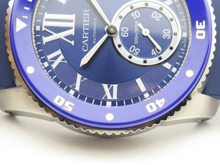 Calibre De Cartier Diver SS Blue JJF 1:1 Best Edition On Blue Rubber Strap A23J