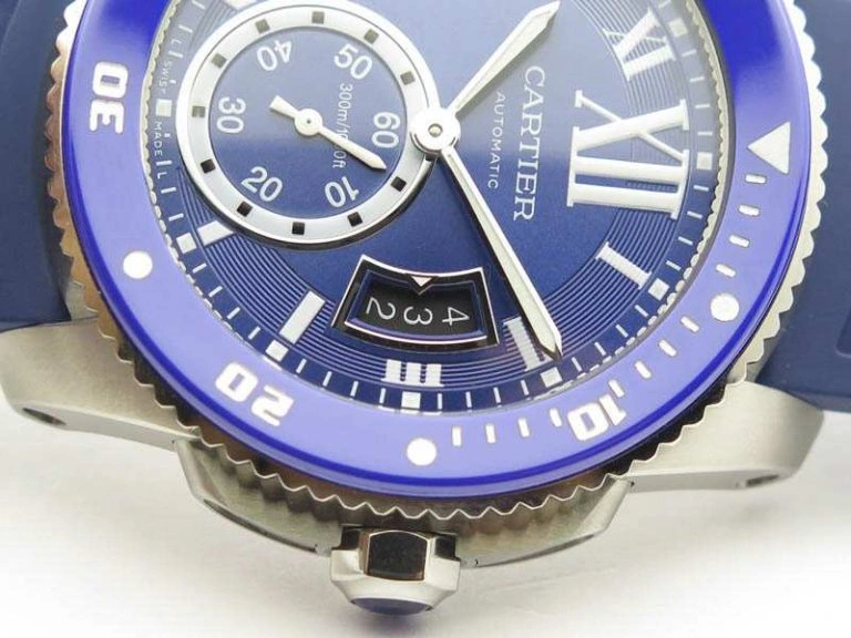 Calibre De Cartier Diver SS Blue JJF 1:1 Best Edition On Blue Rubber Strap A23J