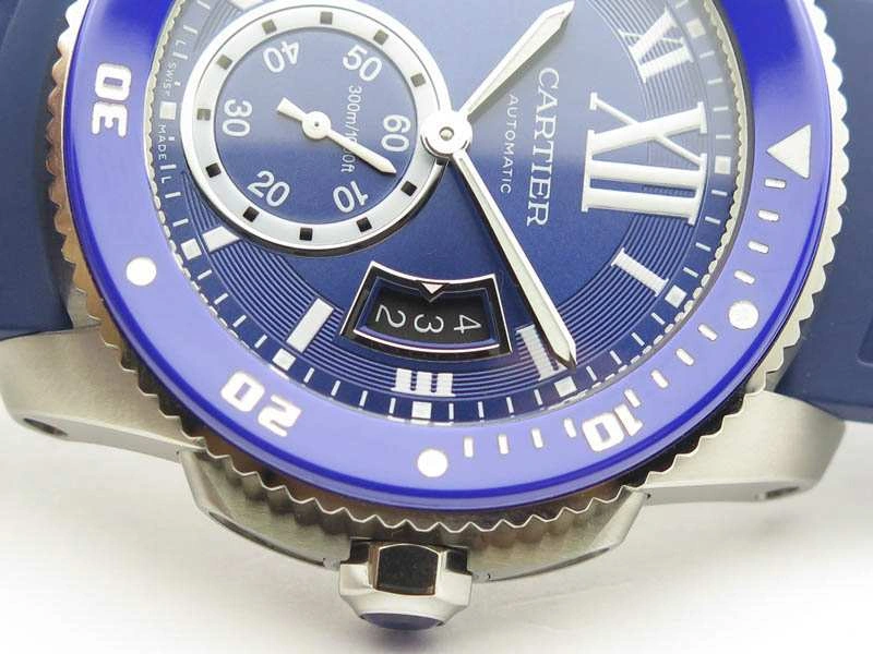 Calibre De Cartier Diver SS Blue JJF 1:1 Best Edition On Blue Rubber Strap A23J