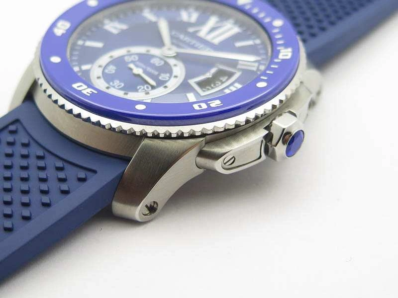 Calibre De Cartier Diver SS Blue JJF 1:1 Best Edition On Blue Rubber Strap A23J