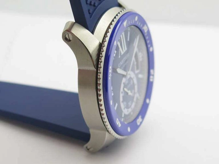 Calibre De Cartier Diver SS Blue JJF 1:1 Best Edition On Blue Rubber Strap A23J