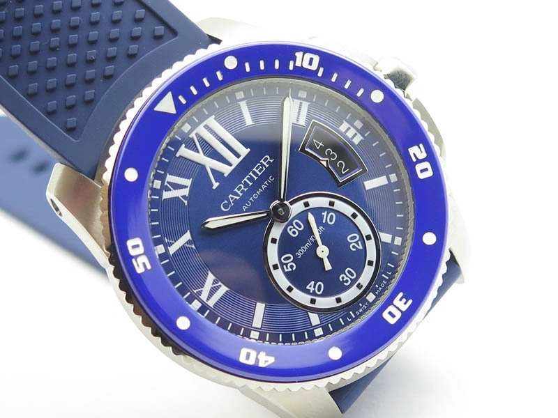 Calibre De Cartier Diver SS Blue JJF 1:1 Best Edition On Blue Rubber Strap A23J
