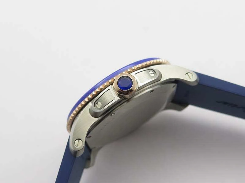 Calibre De Cartier Diver SS RG Blue JJF 1:1 Best Edition On Blue Rubber Strap A23J