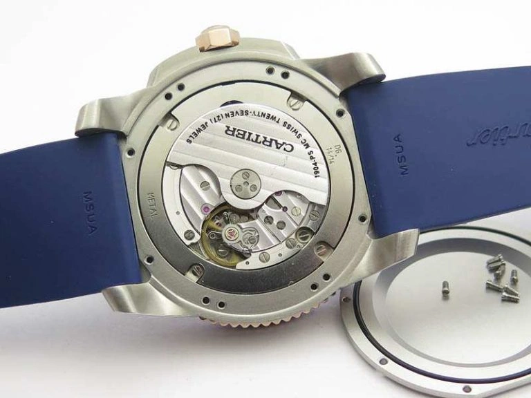 Calibre De Cartier Diver SS RG Blue JJF 1:1 Best Edition On Blue Rubber Strap A23J