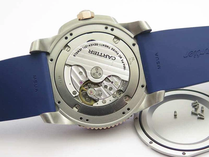Calibre De Cartier Diver SS RG Blue JJF 1:1 Best Edition On Blue Rubber Strap A23J