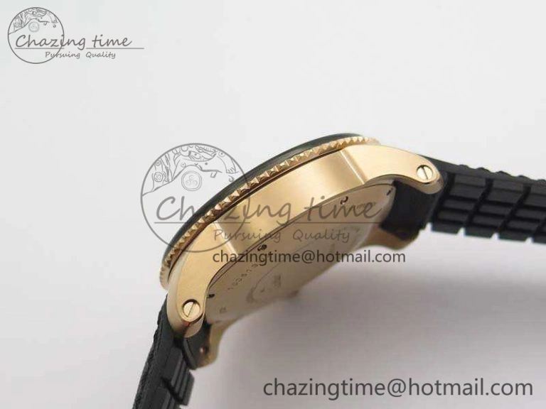 Calibre De Cartier Diver TF 1:1 Best Edition RG Black Dial On Nylon Black Rubber Strap A23J