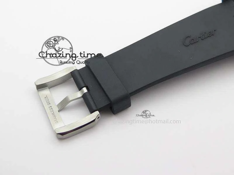 Calibre De Cartier Diver TF 1:1 Best Edition SS Black Dial On Black Rubber Strap A23J
